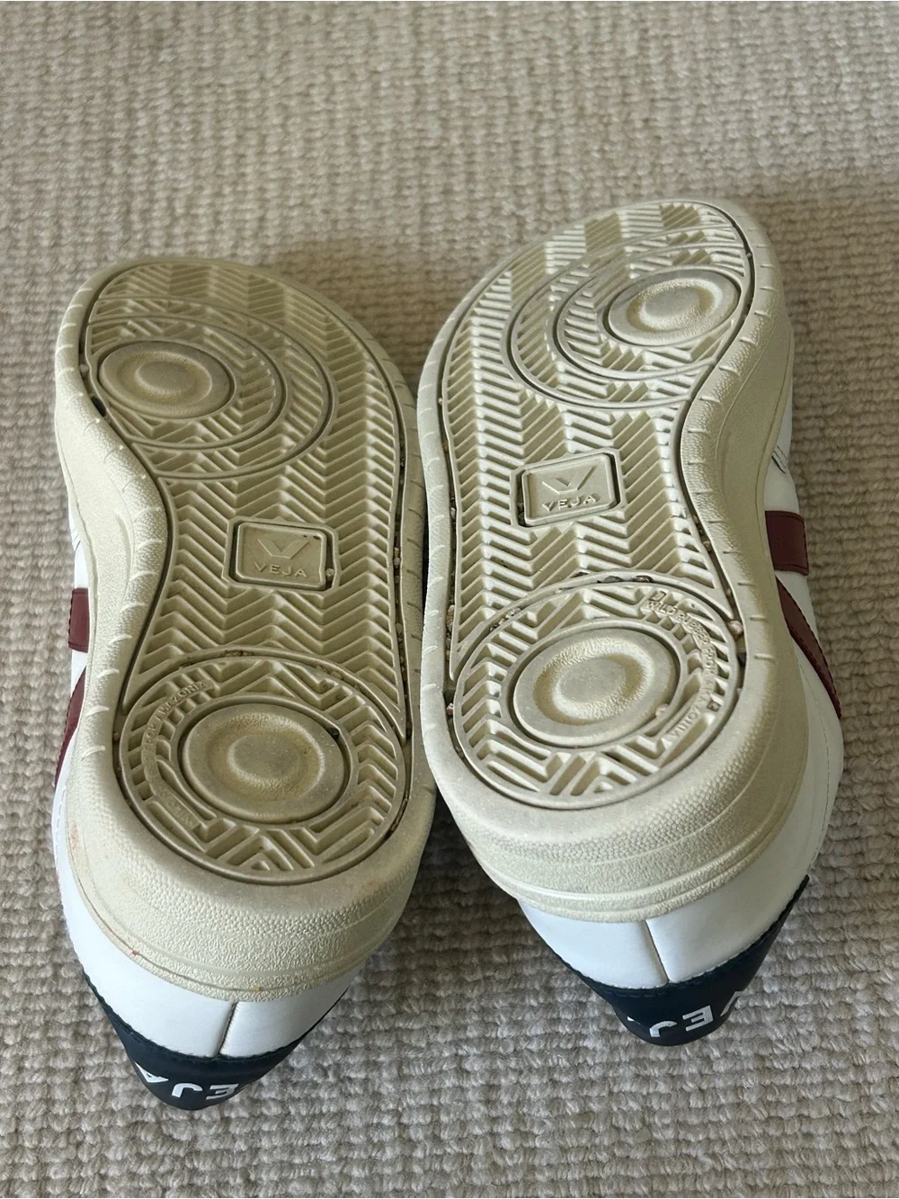 Veja Men’s White Leather Sneakers with Red Side V